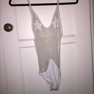 White mesh swim suit